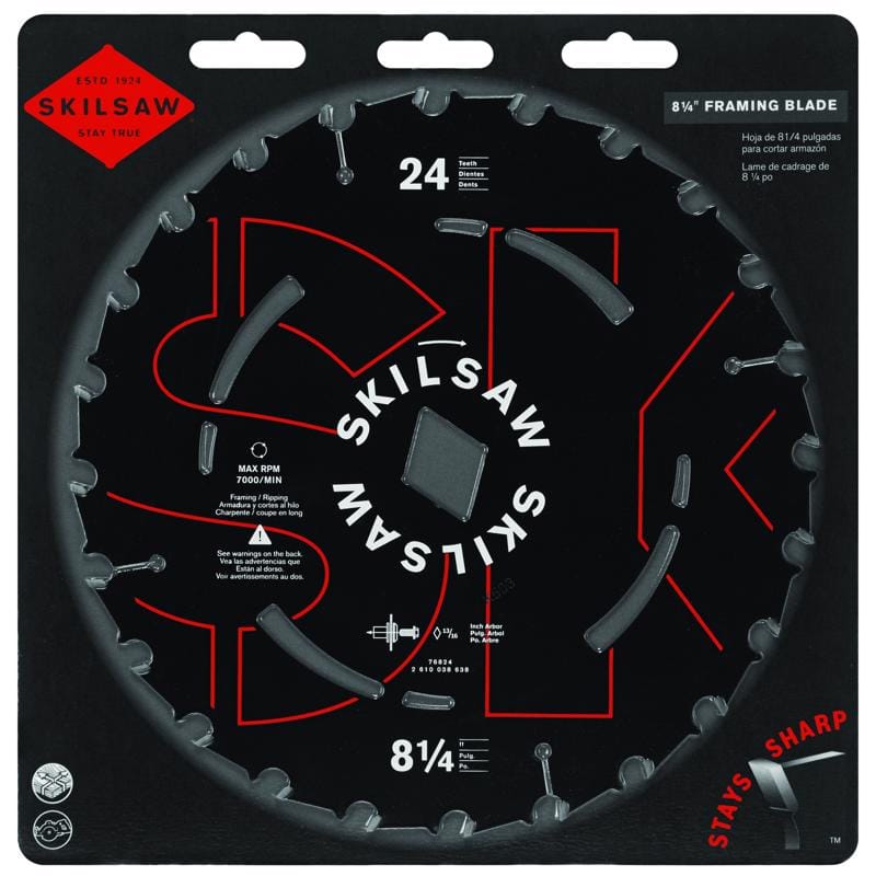 Skil 76824 8-1/4 in. D X 13/16 in. Carbide Tipped Steel Circular Saw Blade 24 teeth 1 pc