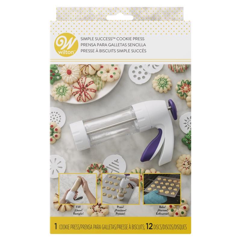 Wilton 191001676 Simple Success Cookie Press White 13 pc