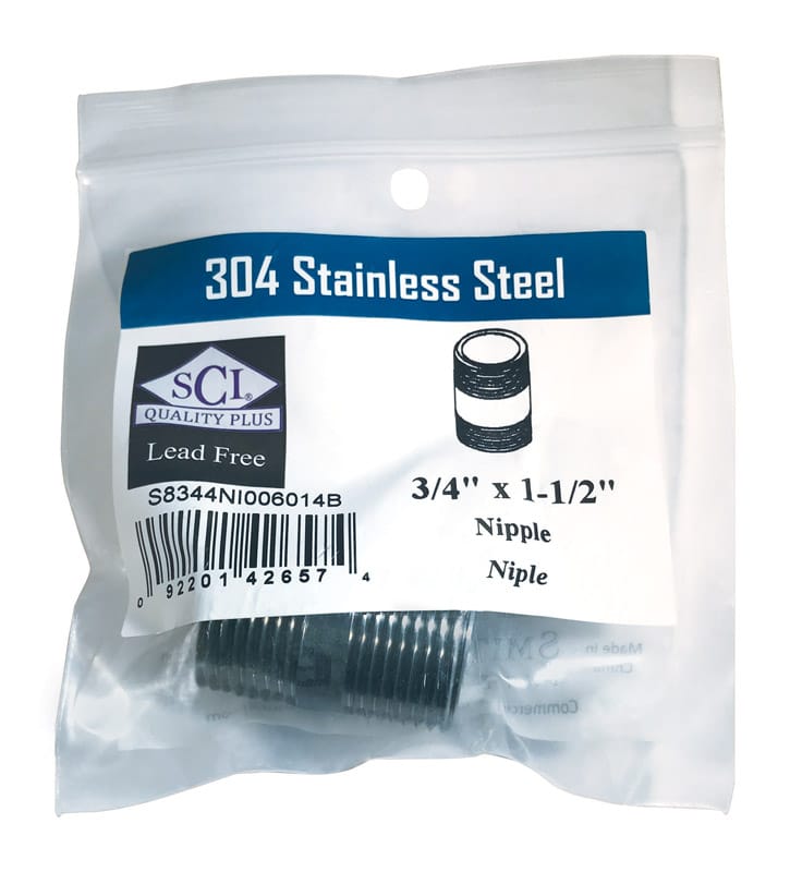 Smith-Cooper 4632101410 3/4 in. MPT Stainless Steel 1-1/2 in. L Nipple