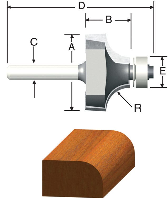 Vermont American 23129 5/8 in. D X 1/16 in. X 2 in. L Carbide Tipped Round Over Router Bit