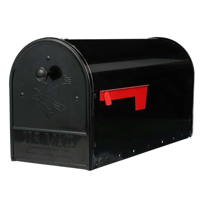 Architectural Mailboxes OM160BAM Outback Classic Galvanized Steel Post Mount Black Double Door Mailbox