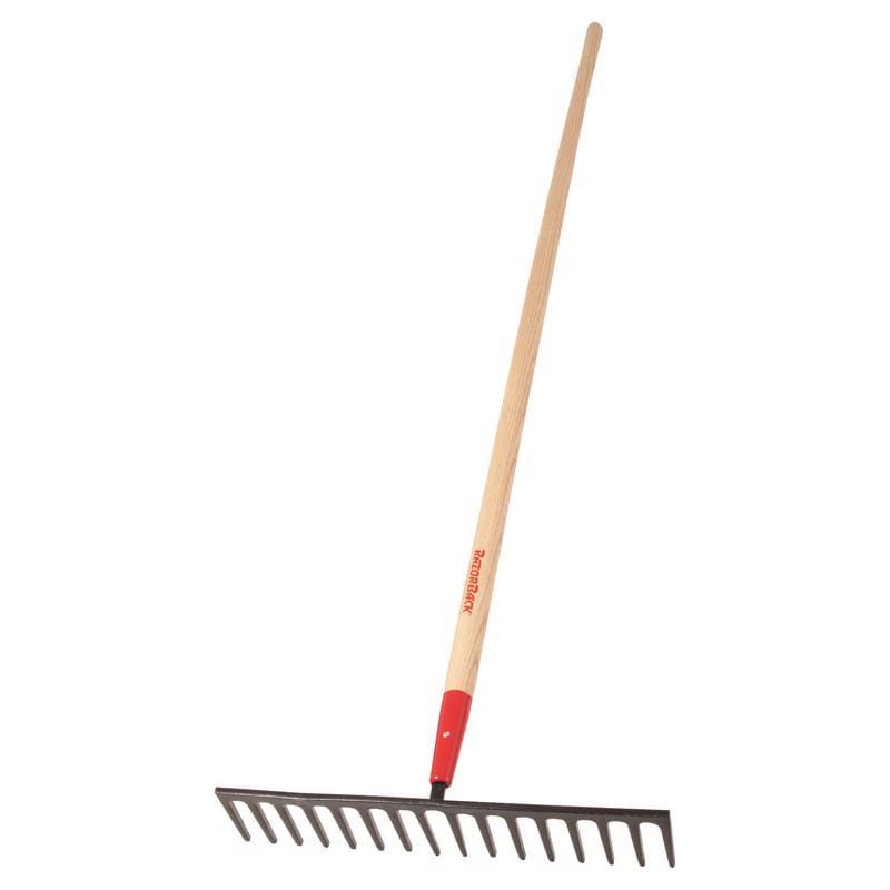 Razor-Back 63122 66.25 in. 16 Tine Steel Level Rake Wood Handle