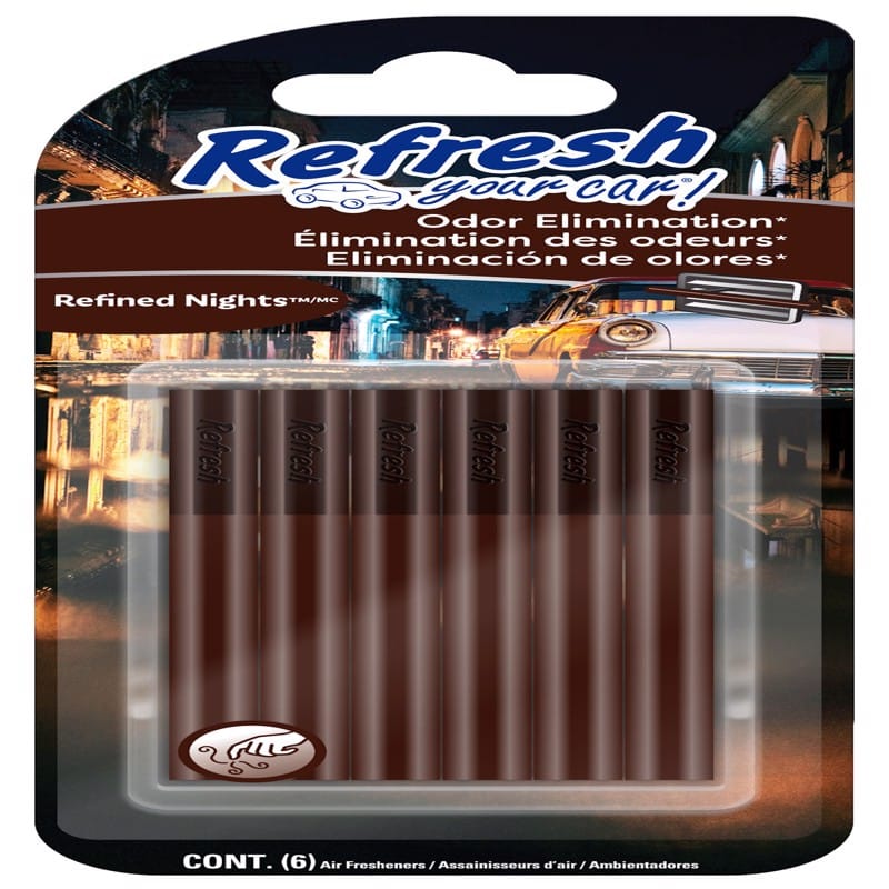 Refresh Your Car! RHZ255-6AME Refined Nights Scent Car Vent Clip Solid 6 pk