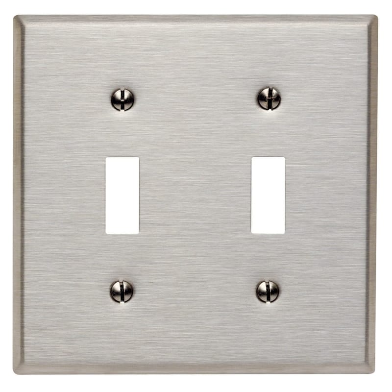 Leviton 84009-A40 Antimicrobial Powder Coated Gray 2 gang Stainless Steel Toggle Wall Plate 1 pk
