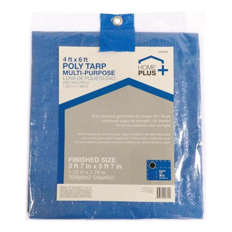 Home Plus AK-LT0406B 4 ft. W X 6 ft. L Light Duty Polyethylene Tarp Blue