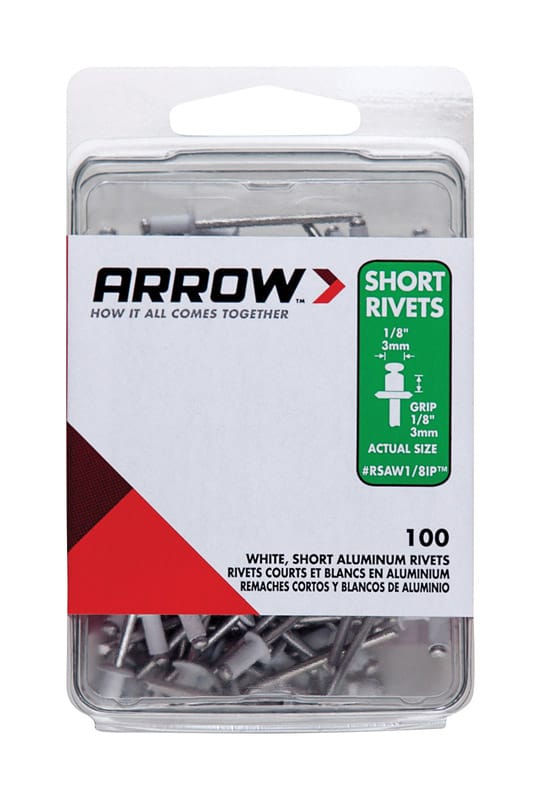Arrow RSAW1/8IP 1/8 in. D X 1/8 in. Aluminum Rivets White 100 pk