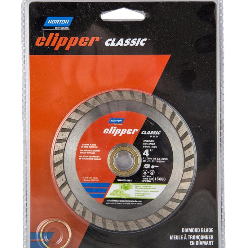 Norton 7660702792 Clipper 4 in. D X 5/8 and 7/8 mm Diamond Turbo Rim Blade 1 pc