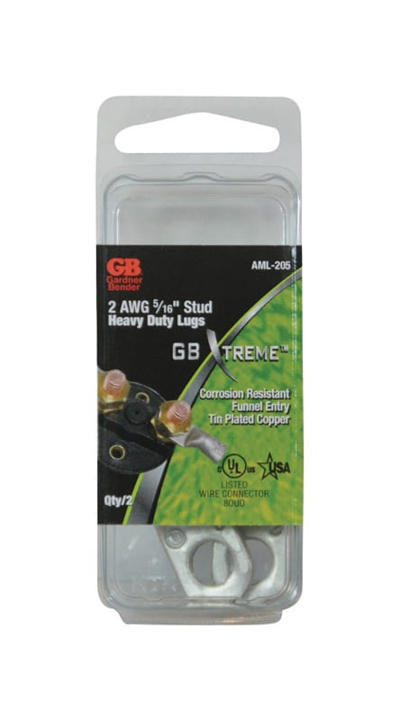 Gardner Bender AML-205 Xtreme 2 Ga. Insulated Wire Electrical Lug Silver 2 pk