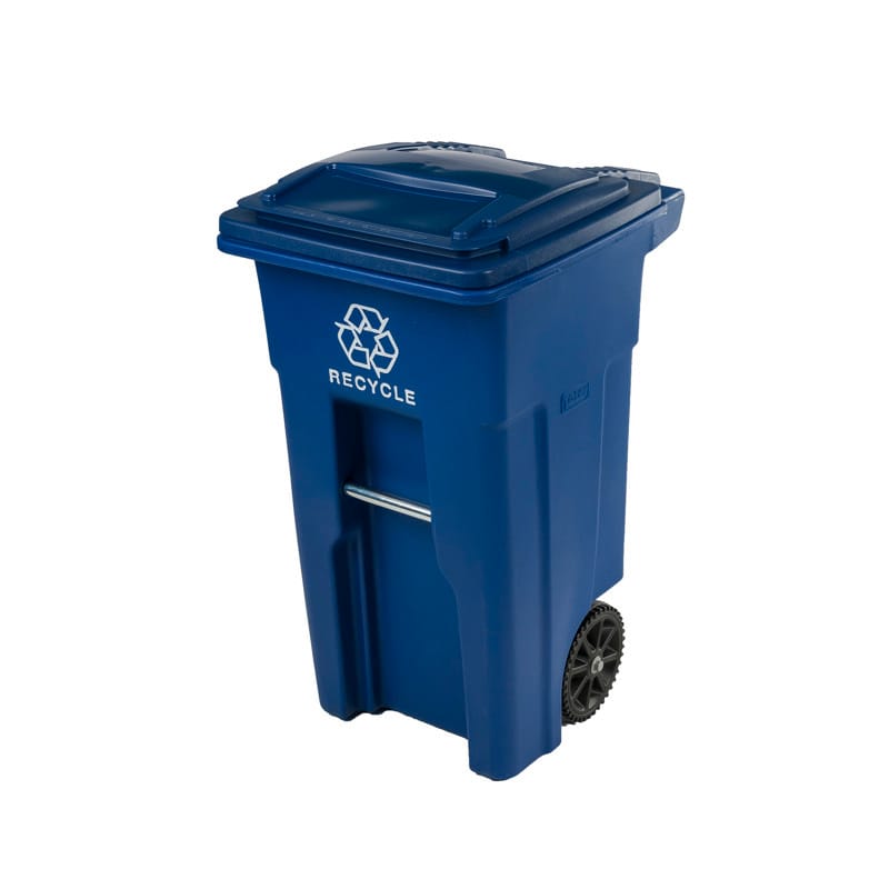 Toter 025532-A7BLU 32 gal Blue Polyethylene Wheeled Recycling Bin Lid Included