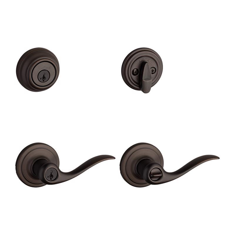 Kwikset 99910-041 SmartKey Tustin Venetian Bronze Entry Lever and Deadbolt Set KW1 1-3/4 in.