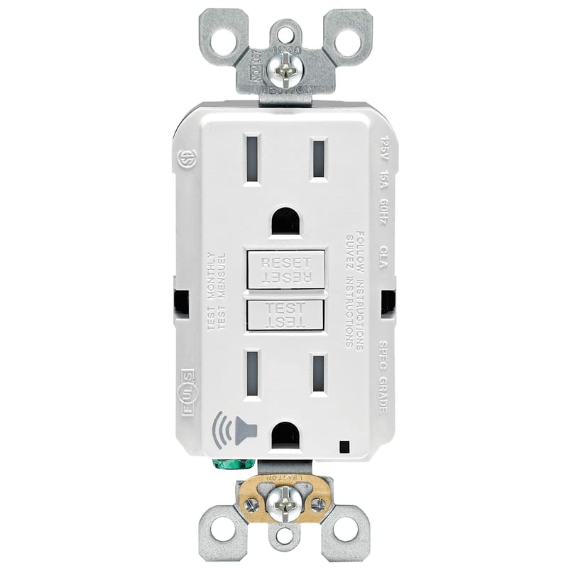 Leviton GFTA1-0KW 15 amps 125 V White Audible Outlet 5-15R 1 pk