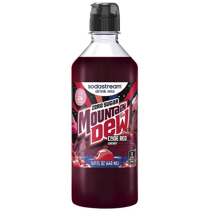 Sodastream 1925635010 Mountain Dew Code Red Zero Sugar Cherry Soda Mix 440 ml 1 pk