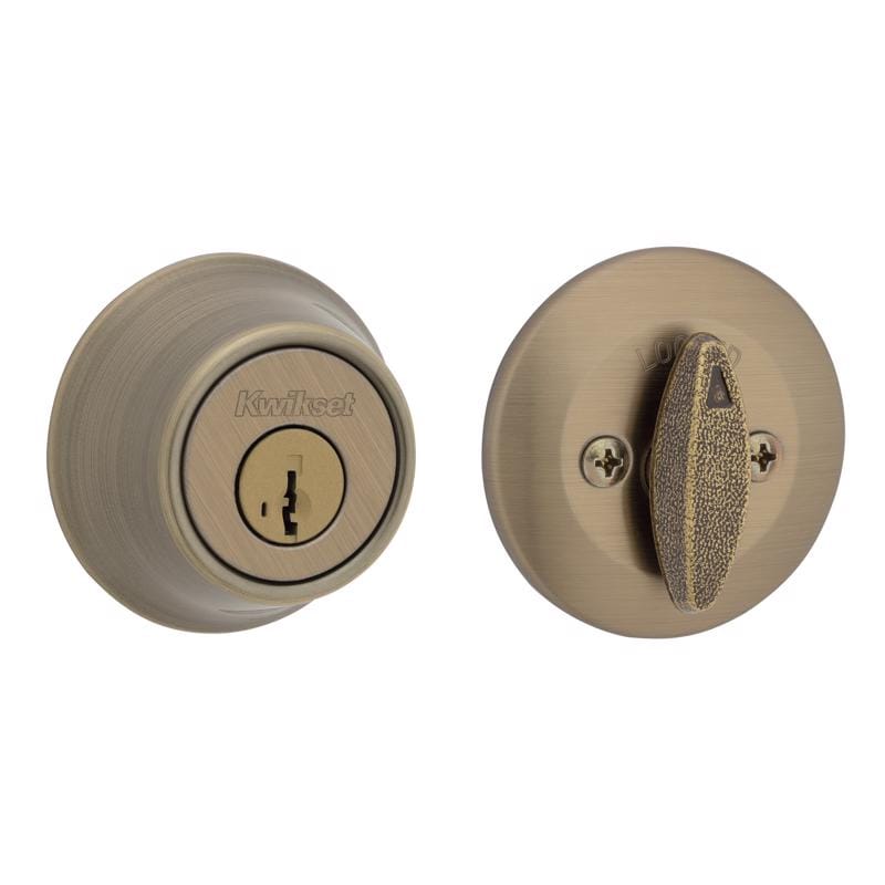 Kwikset 96600-749 SmartKey Security Antique Brass Metal Single Cylinder Deadbolt