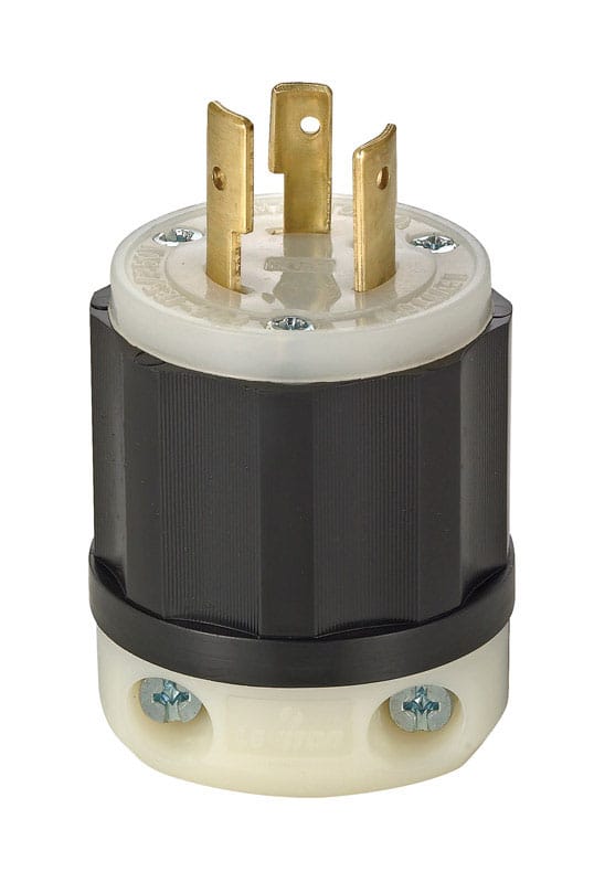 Leviton 02361-0PB Industrial Nylon Non-Grounding Plug L10-20P 16-10 AWG 3 Pole 3 Wire