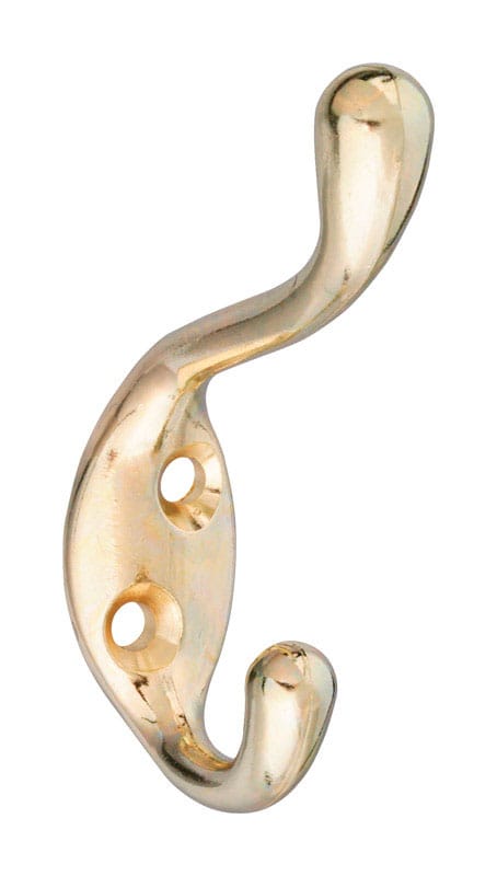 National Hardware N248-229 3.3 in. L Brass Gold Zinc Heavy Duty Garment Hook 75 lb. cap. 1 pk