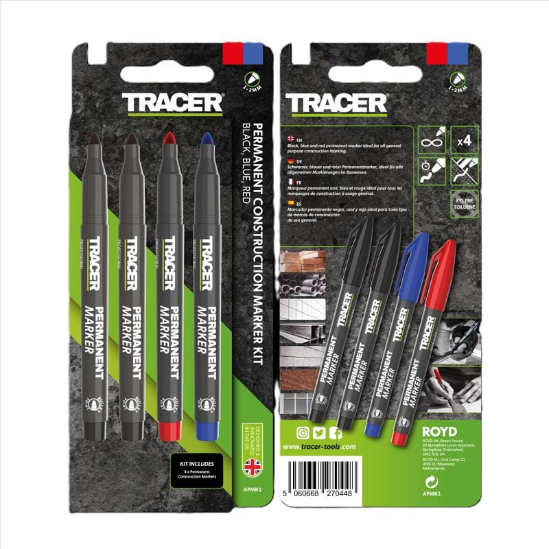 Tracer APMK1 6 in. L Permanent Marker Assorted 4 pc