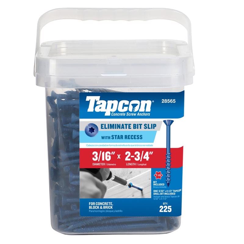 Tapcon 28565 3/16 in. in. X 2-3/4 in. L Star Flat Head High/Low Concrete Screws