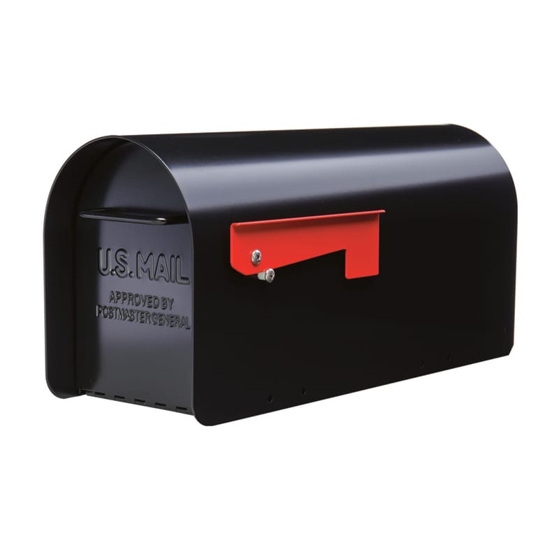 Architectural Mailboxes MB801BAM Ironside Contemporary Galvanized Steel Post Mount Black Mailbox