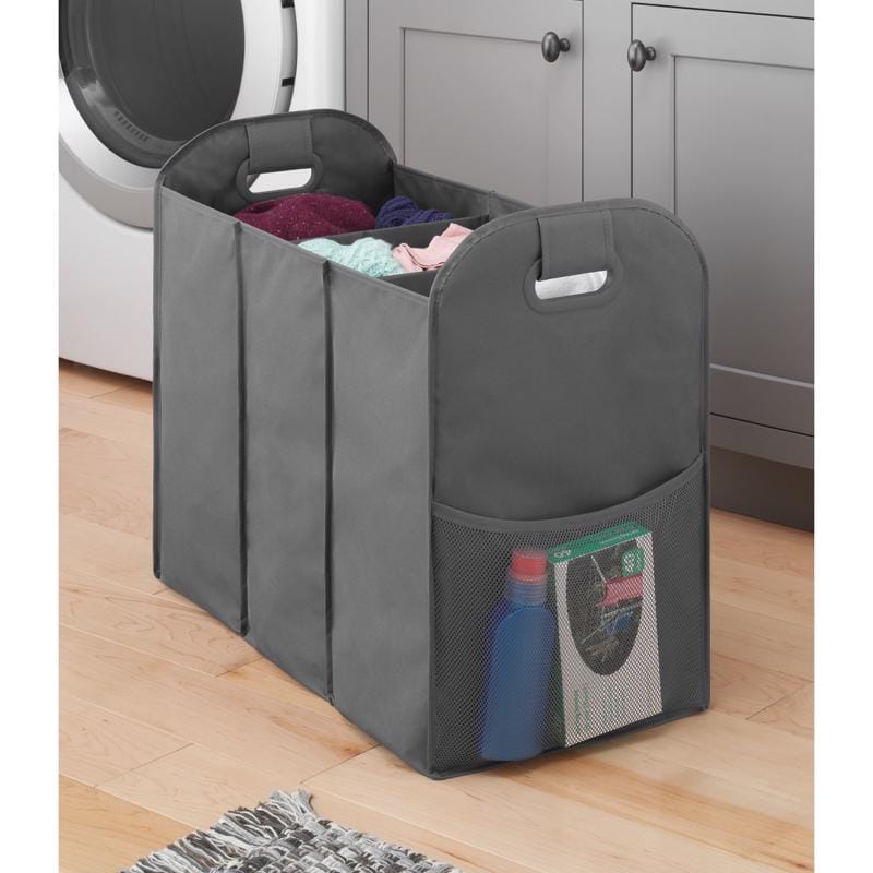 Whitmor 6266-7702-SAGRY Gray Fabric Collapsible Hamper