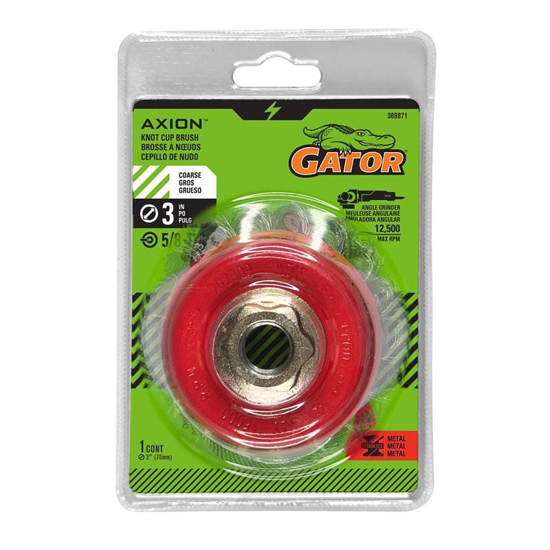 Gator 389871 3 in. Coarse Knotted Wire Cup Brush Brass Coated Steel 12500 rpm 1 pc