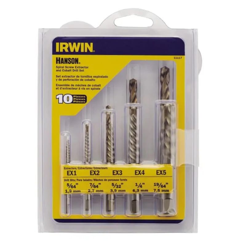 Irwin 11117 Hanson 19/64 in. Carbon Steel Screw Extractor Kit 6 in. 10 pc