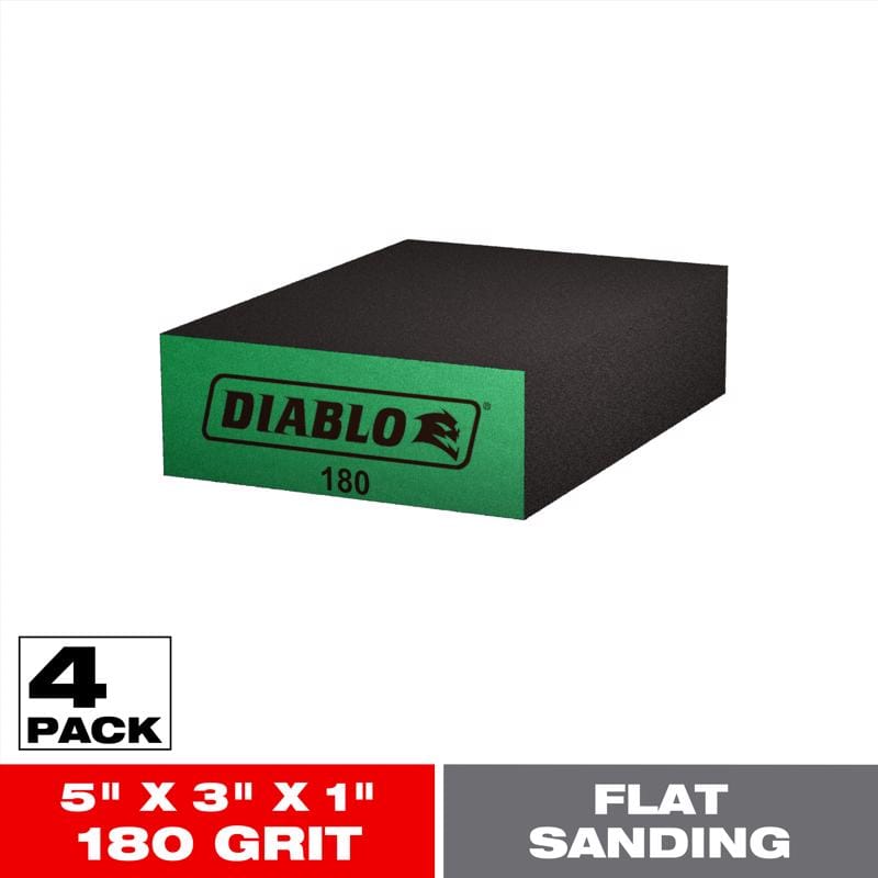 Diablo DFBLBLOSFN04G 5 in. L X 3 in. W X 1 in. 180 Grit Ultra Fine Flat Surface Sanding Sponge