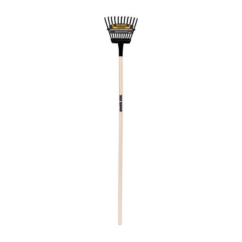 True Temper 1789100 61.65 in. 11 Tine Steel Shrub Rake Wood Handle