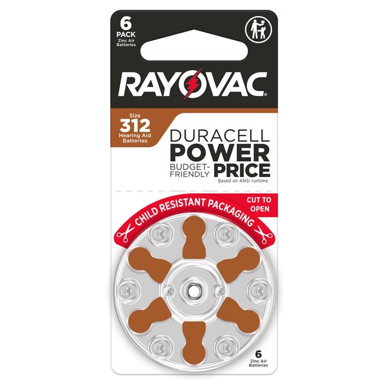 Rayovac 312CR-6ROVUS Zinc Air 312 1.45 V Hearing Aid Battery 6 pk