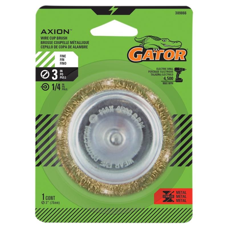 Gator 389866 3 in. Fine Crimped Wire Cup Brush Brass Coated Steel 4500 rpm 1 pc