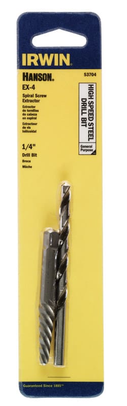 Irwin 53704 Hanson 1/4 in. X 1/4 in. D High Speed Steel Drill Bit Extractor Set 6 in. 1 pc