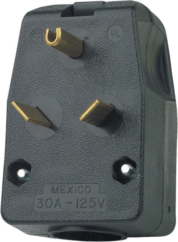 Leviton 00830-00E Commercial Thermoplastic Angle Blade Plug TT-30P 14-6 AWG 2 Pole 3 Wire
