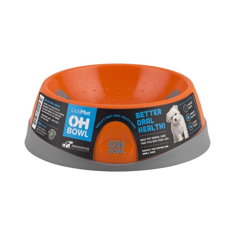 Lickimat OB6002OR OH Orange Plastic Small Pet Bowl For Dogs
