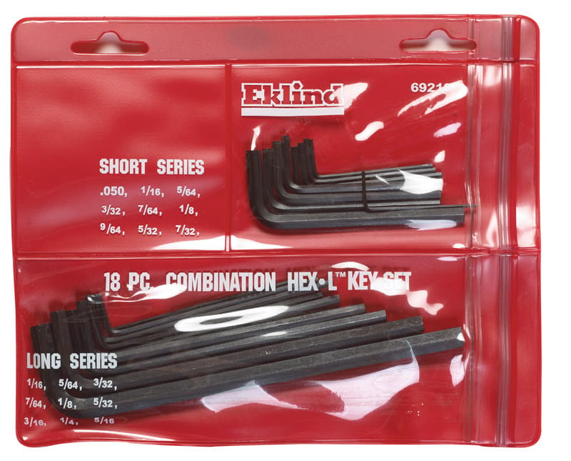 Eklind 69218 Assorted SAE Long and Short Arm Hex Key Set 18 pc