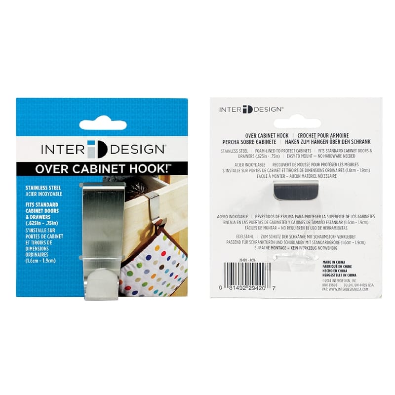 Idesign 29420 Forma 3-1/4 in. L Brushed Nickel Silver Stainless Steel Small Over the Cabinet Hook 1 pk