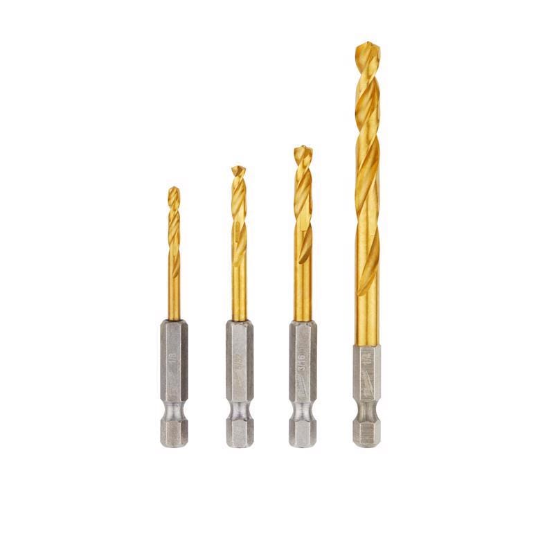 Milwaukee 48-89-4644 Shockwave 1/4 in. Titanium Red Helix Impact Drilling Set Hex Shank 4 pc