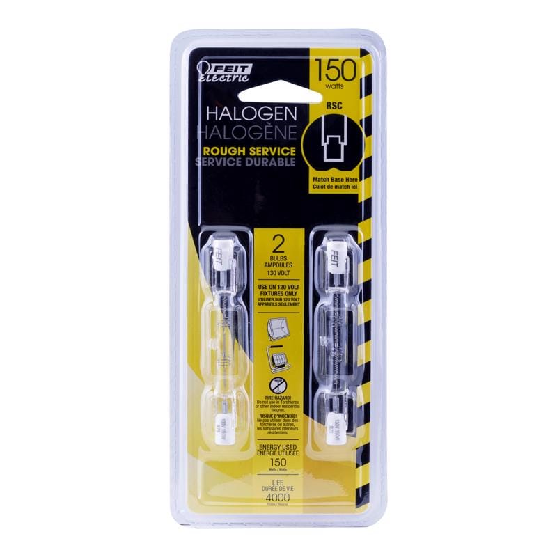 Feit BPQ150T3CLS2CAN 150 W T3 Tubular Halogen Bulb 2000 lm Warm White 2 pk