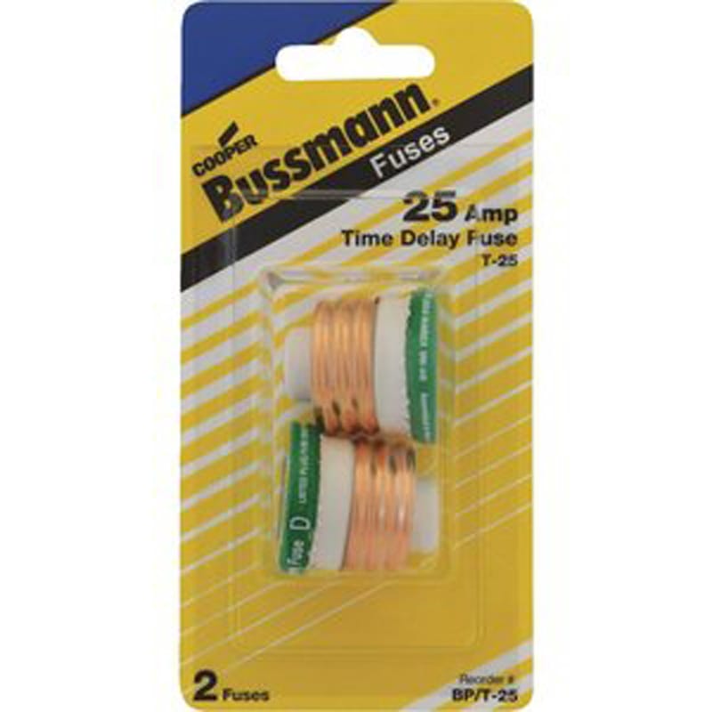 Bussmann BPT-25 25 amps Time Delay Plug Fuse 2 pk