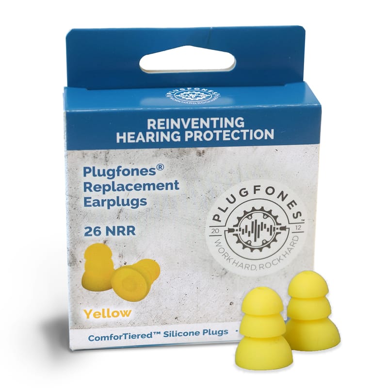Plugfones PRP-SY10 ComforTiered 27 dB Silicone Replacement Tip Replacement Ear Plugs Yellow 5 pair