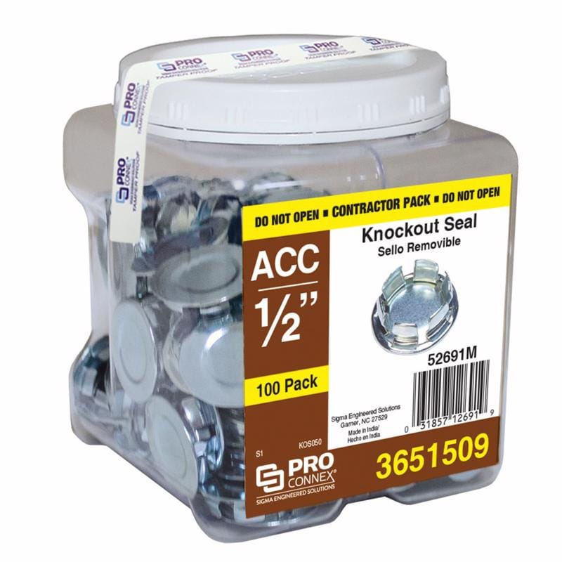 Sigma Engineered Solutions 52691 ProConnex Round Zinc-Plated Steel 0.30 in. H X 0.91 in. W Knockout Seal