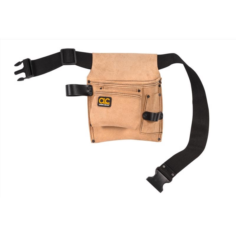 CLC IPK489X 3 pocket Suede Leather Tool and Nail Belt 11.25 in. L X 11.5 in. H Black