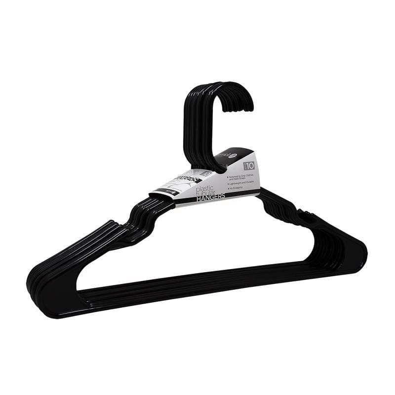 Closetselect C87162-NHW Plastic Black Hanger 10 pk