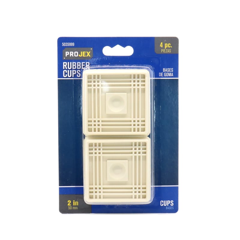 Projex P0021 Rubber Furniture Cups White Square 2 in. W X 2 in. L 4 pk