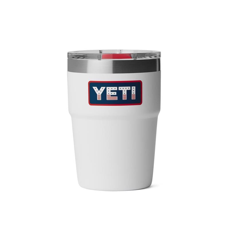 Yeti 21071508703 Rambler 16 oz White Patriotic BPA Free Badge Stackable Tumbler with MagSlider Lid