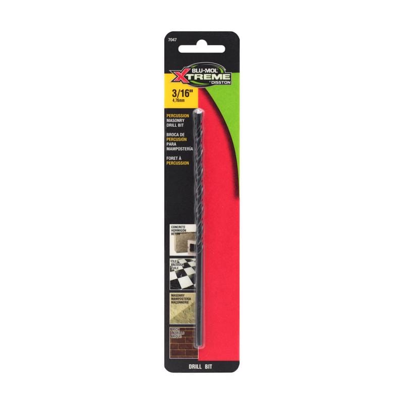 Disston E0217047 Blu-Mol Xtreme 3/16 in. X 6 in. L Carbide Tipped Masonry Drill Bit Straight Shank 1 pk