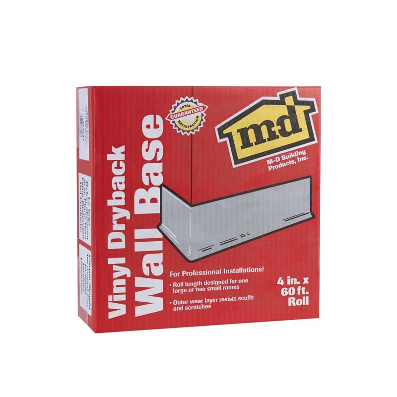 M-D Building Products 73897 4 in. H X 0.08 in. W X 60 ft. L Dry Back Snow White Vinyl Wall Base