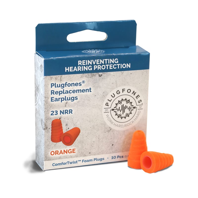 Plugfones PRP-FO10 ComforTwist 29 dB Soft Foam Replacement Tip Replacement Ear Plugs Orange 5 pair