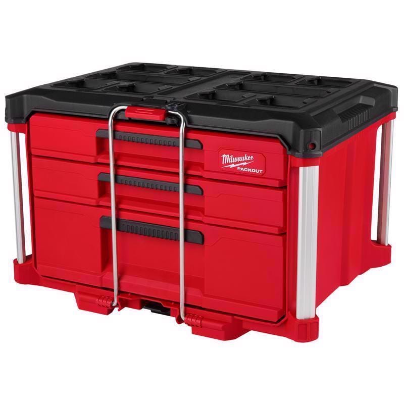 Milwaukee Tool 48-22-8447 Milwaukee Packout 16.3 in. Modular 3-Drawer Multi Drawer Tool Box Black/Red