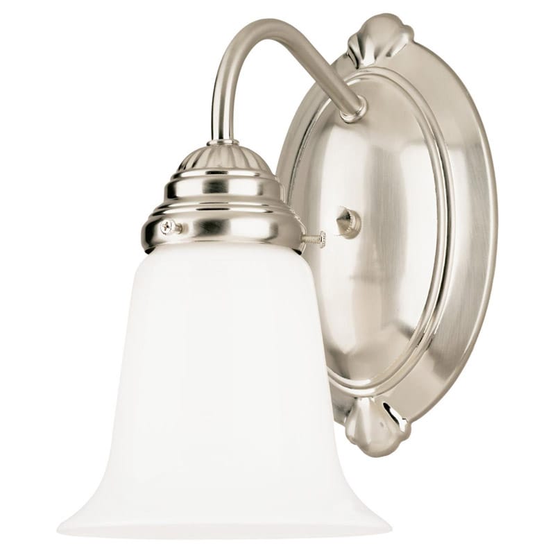 Westinghouse 6649600 1-Light Brushed Nickel White Wall Sconce