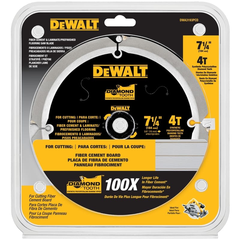 Dewalt DWA3193PCD 7-1/4 in. D X 5/8 in. Diamond Fiber Cement Blade 4 teeth 1 pk