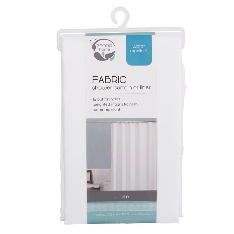 Zenna Home LFRBASWWL 72 in. H X 70 in. W White Shower Curtain Fabric